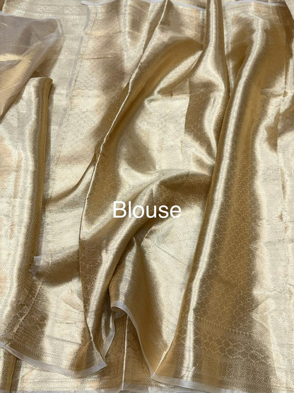 Gold Banarasi Pure Tissue Brocade Silk Saree – Festive &amp; Wedding Saree