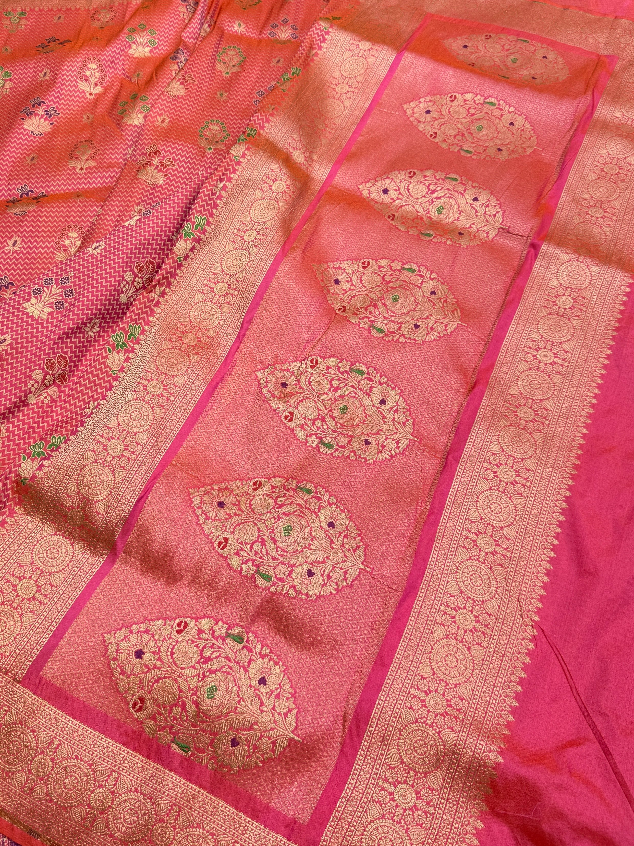 Banarasi Minakari Pure Katan Silk Brocade Saree β Rich Traditional Brocade Weave