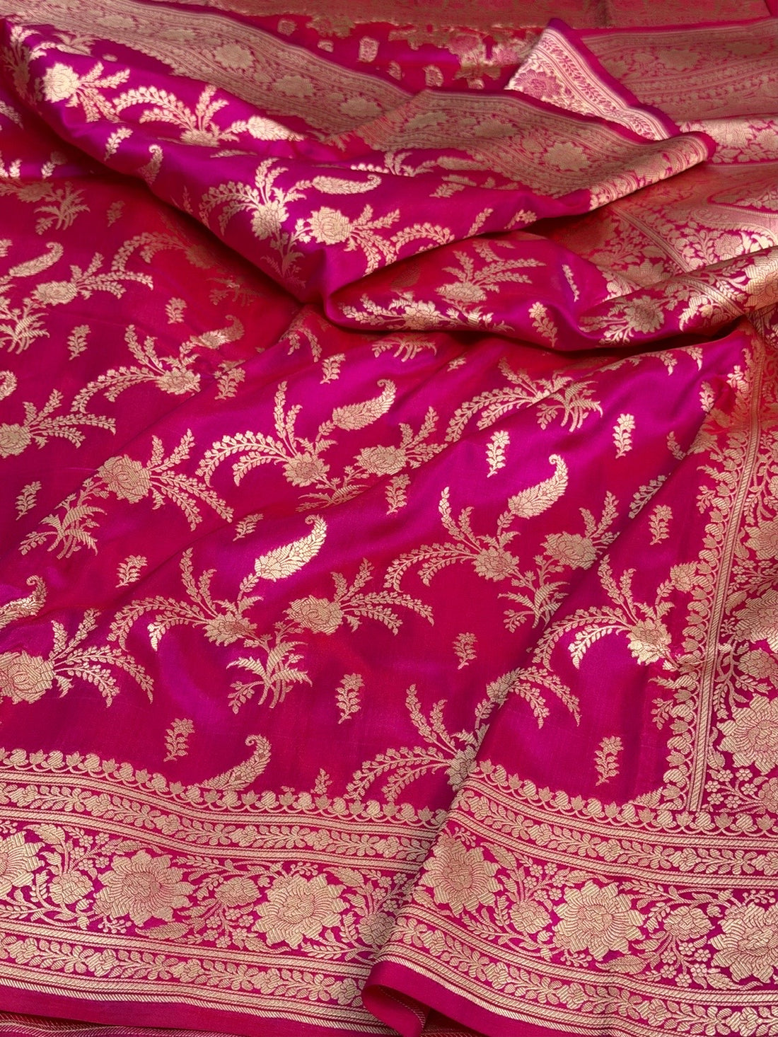 Rani Pink Banarasi Pure Katan Silk Saree