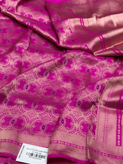Rani Pink Banarasi Minakari Pure Silk Brocade Saree