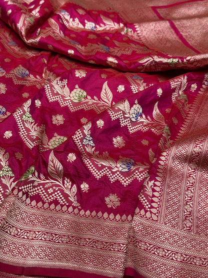 Banarasi Minakari Pure Katan Silk Saree | Pure Silk | Minakari Work | Cutwork Technique | Banarasi Katan Silk Saree