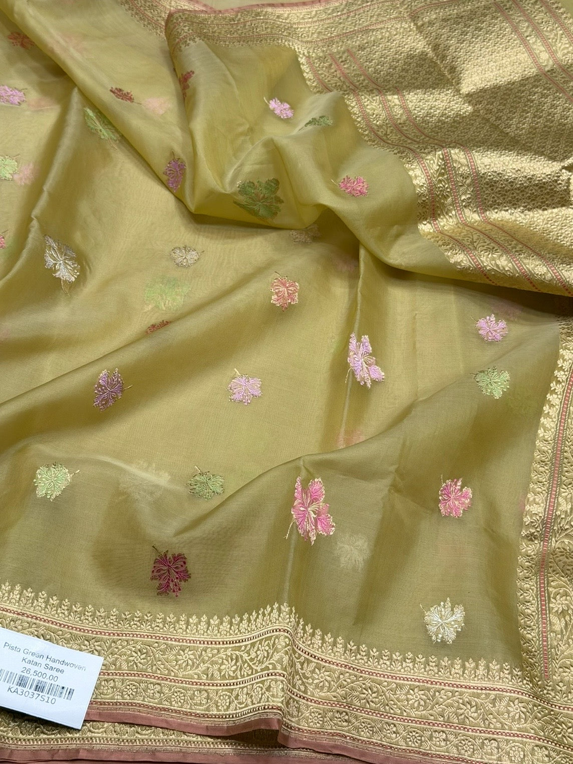 Pista Green Handwoven Pure Organza Silk Saree