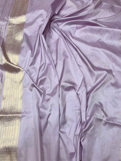 Light Lavender Handwoven Pure Banarasi Silk Saree