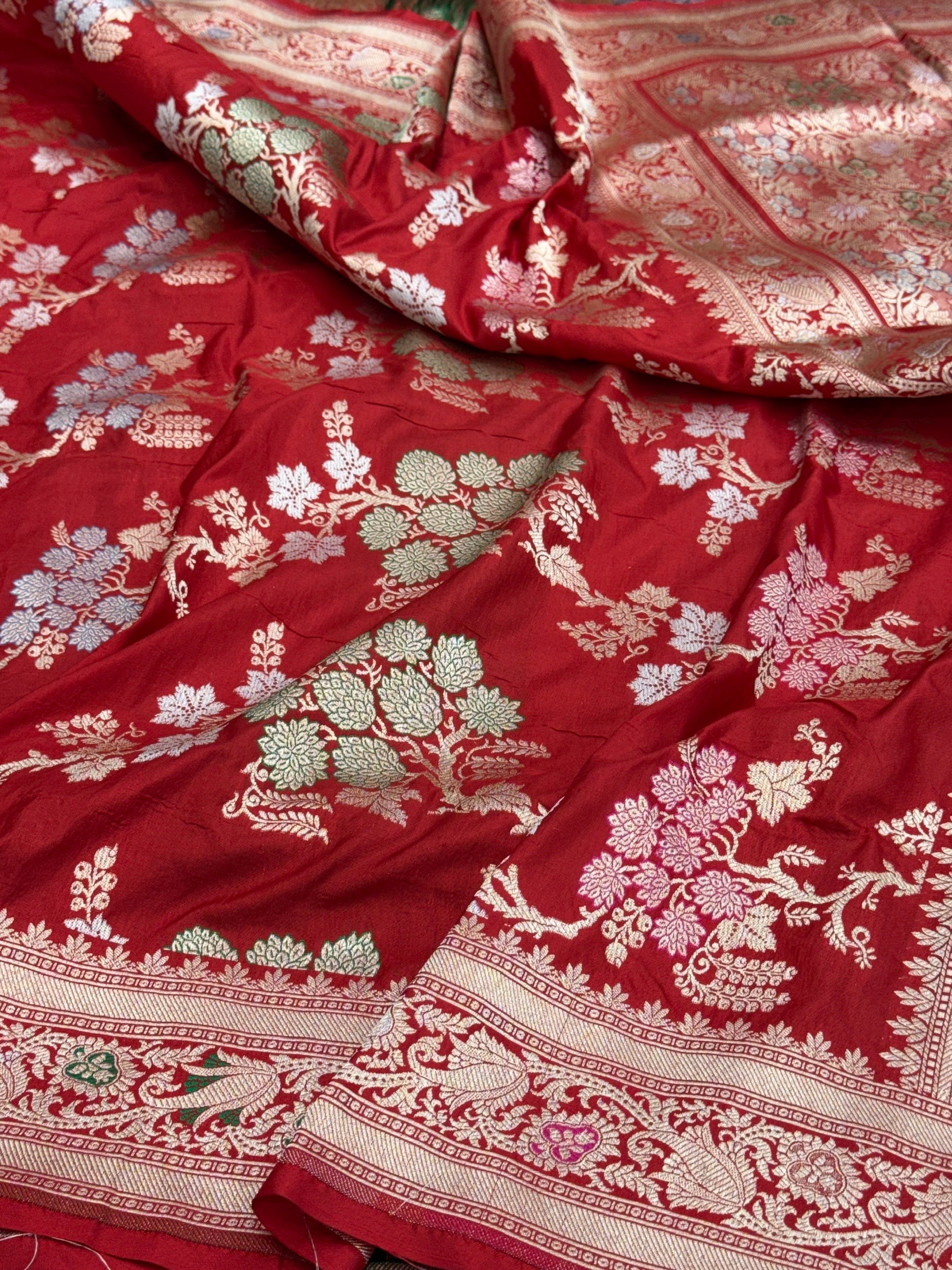 Banarasi Tilfi Minakari Pure Katan Silk Saree | Pure Silk | Minakari Work | Cutwork Technique | Banarasi Katan Silk Saree