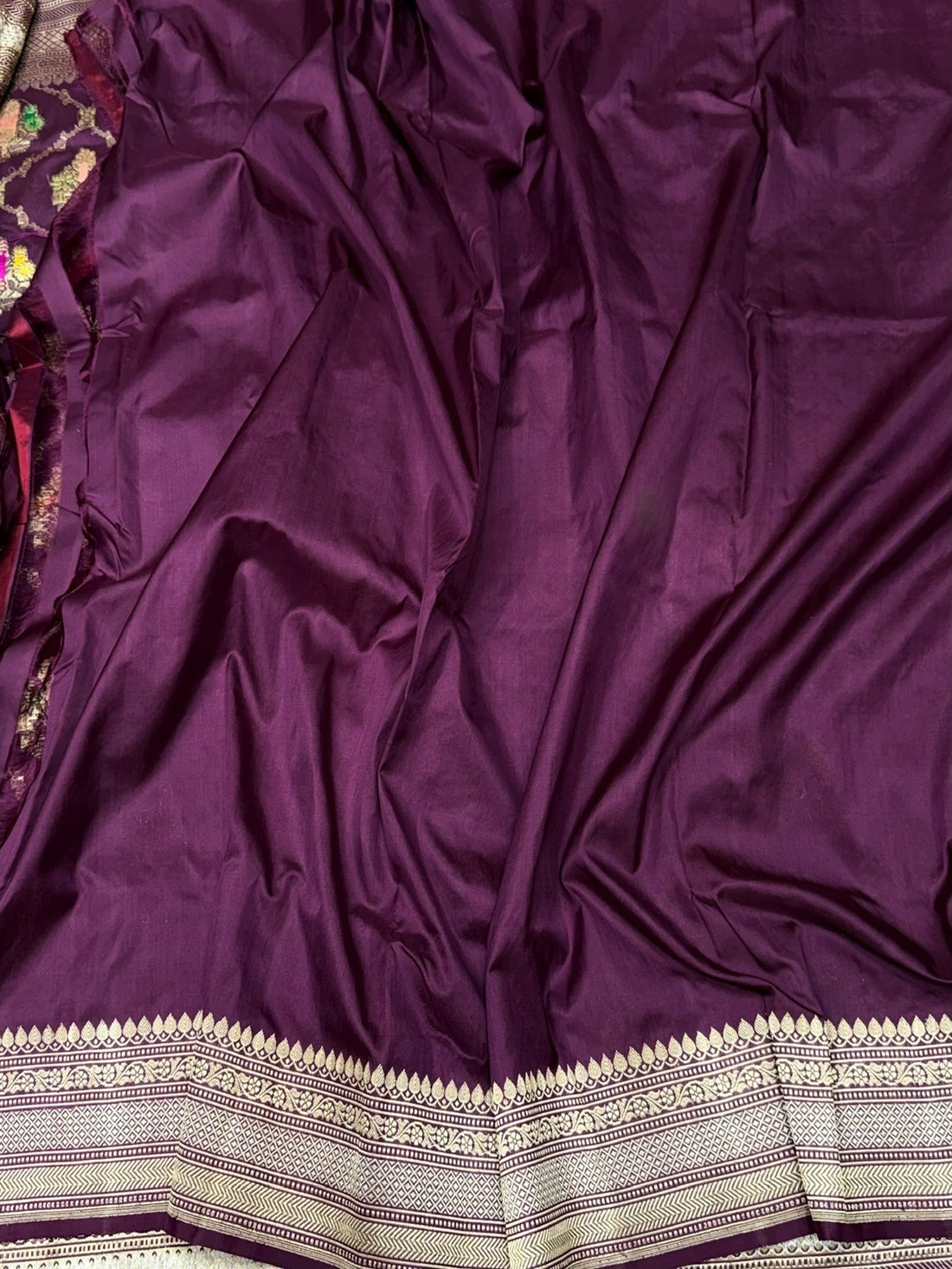 Wine Handwoven Pure Banarasi Silk Saree