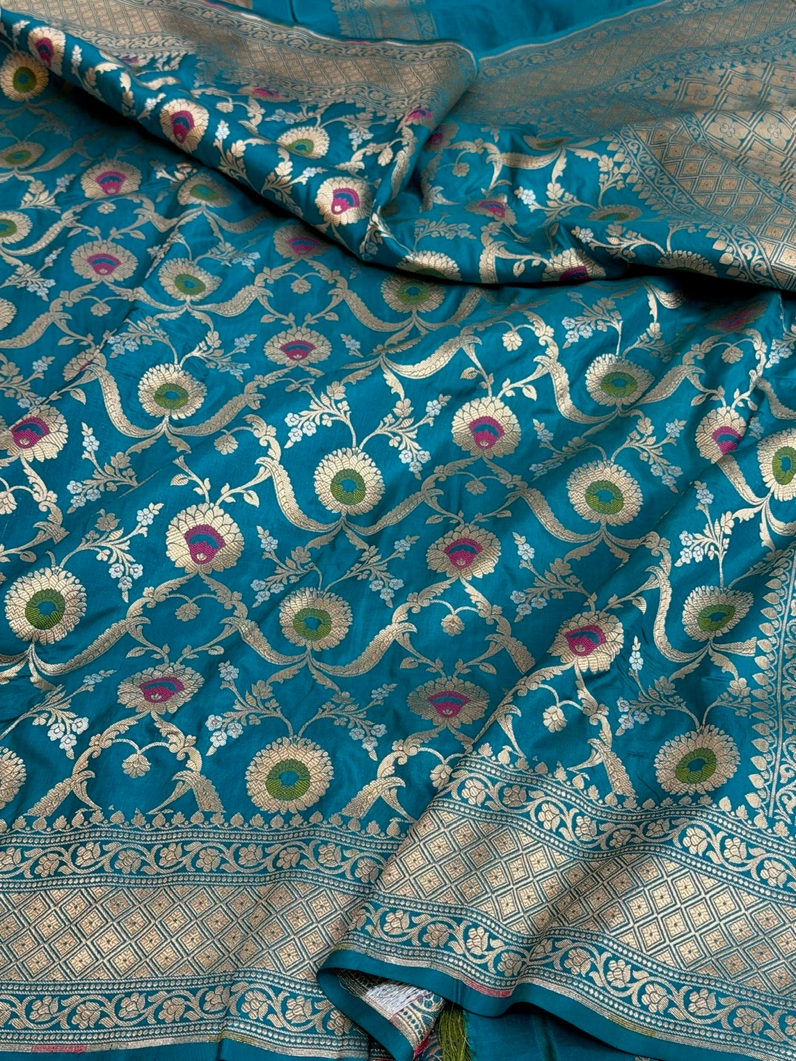 Sky Blue Minakari Banarasi Pure Katan Silk Saree