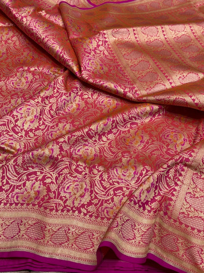 Banarasi Minakari Pure Silk Brocade Saree – Katan Silk with Intricate Minakari &amp; Rich Brocade Weave