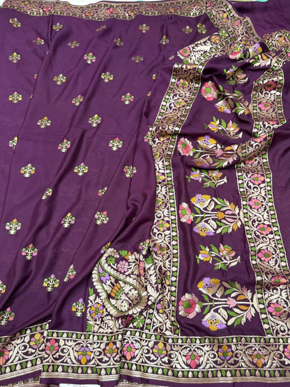 Magenta Pure Banarasi Chiffon Georgette Saree