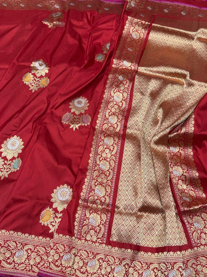 Red Handwoven Pure Silk Banarasi Saree