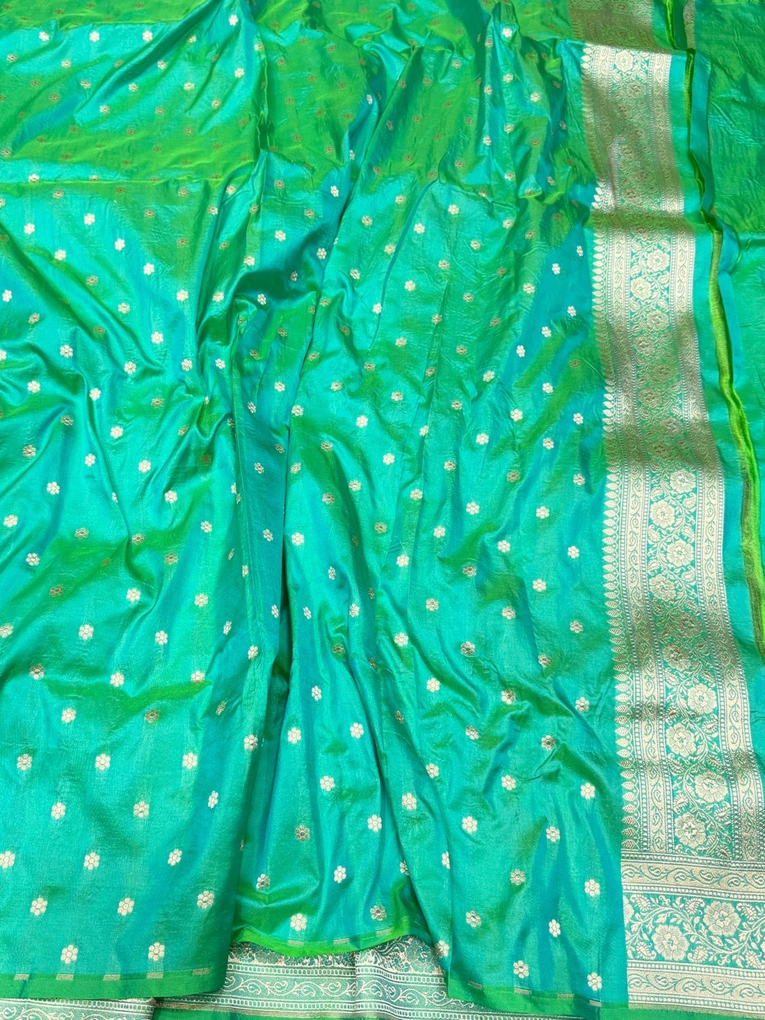 Sea Green Pure Katan Silk Saree