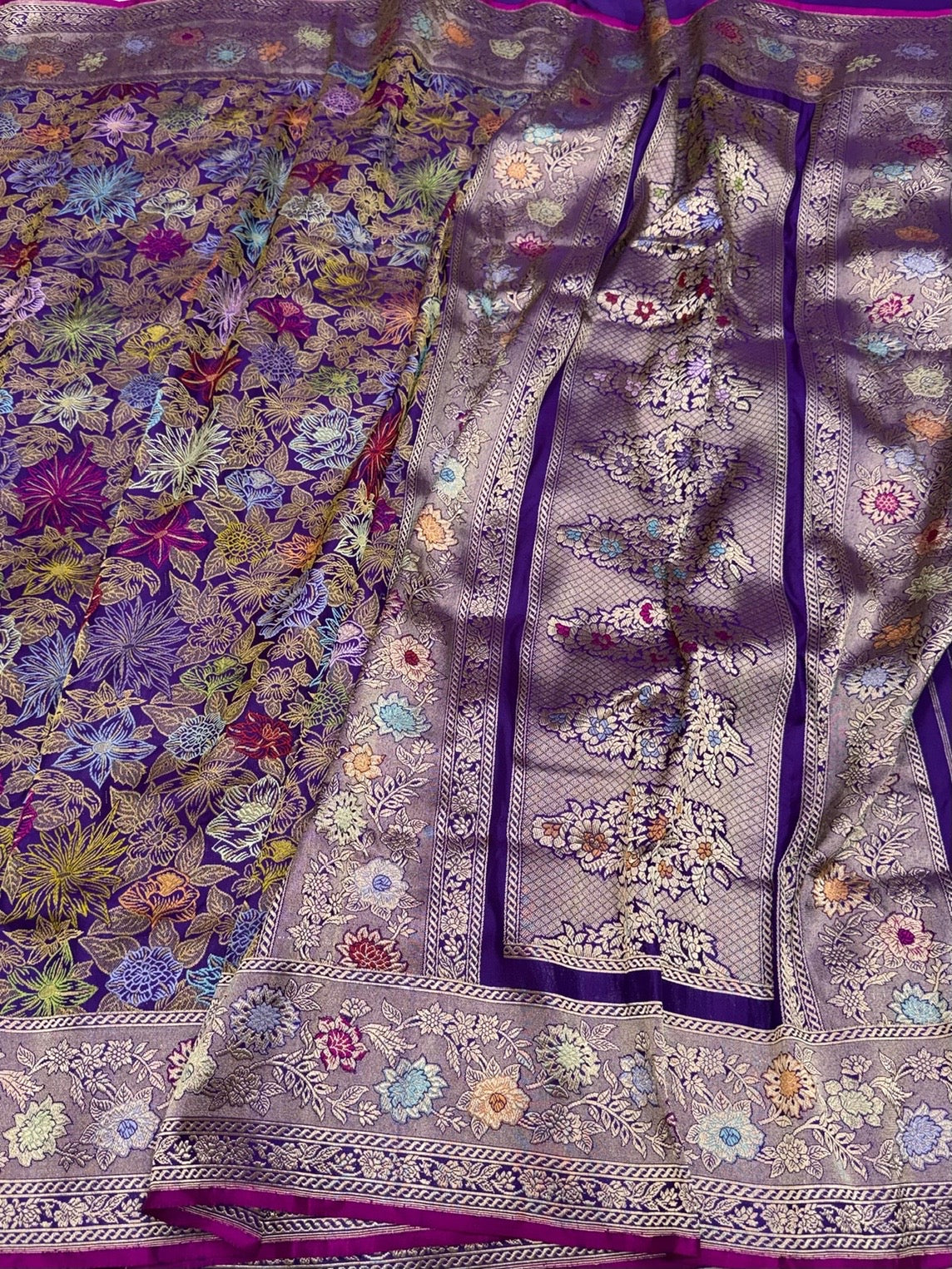 Purple Handwoven Pure Banarasi Silk Saree