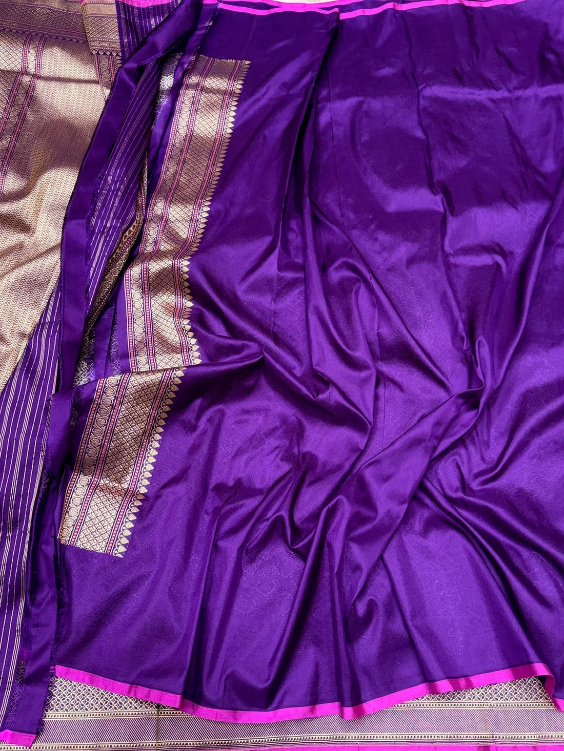 Purple Handwoven Pure Banarasi Silk Brocade Saree