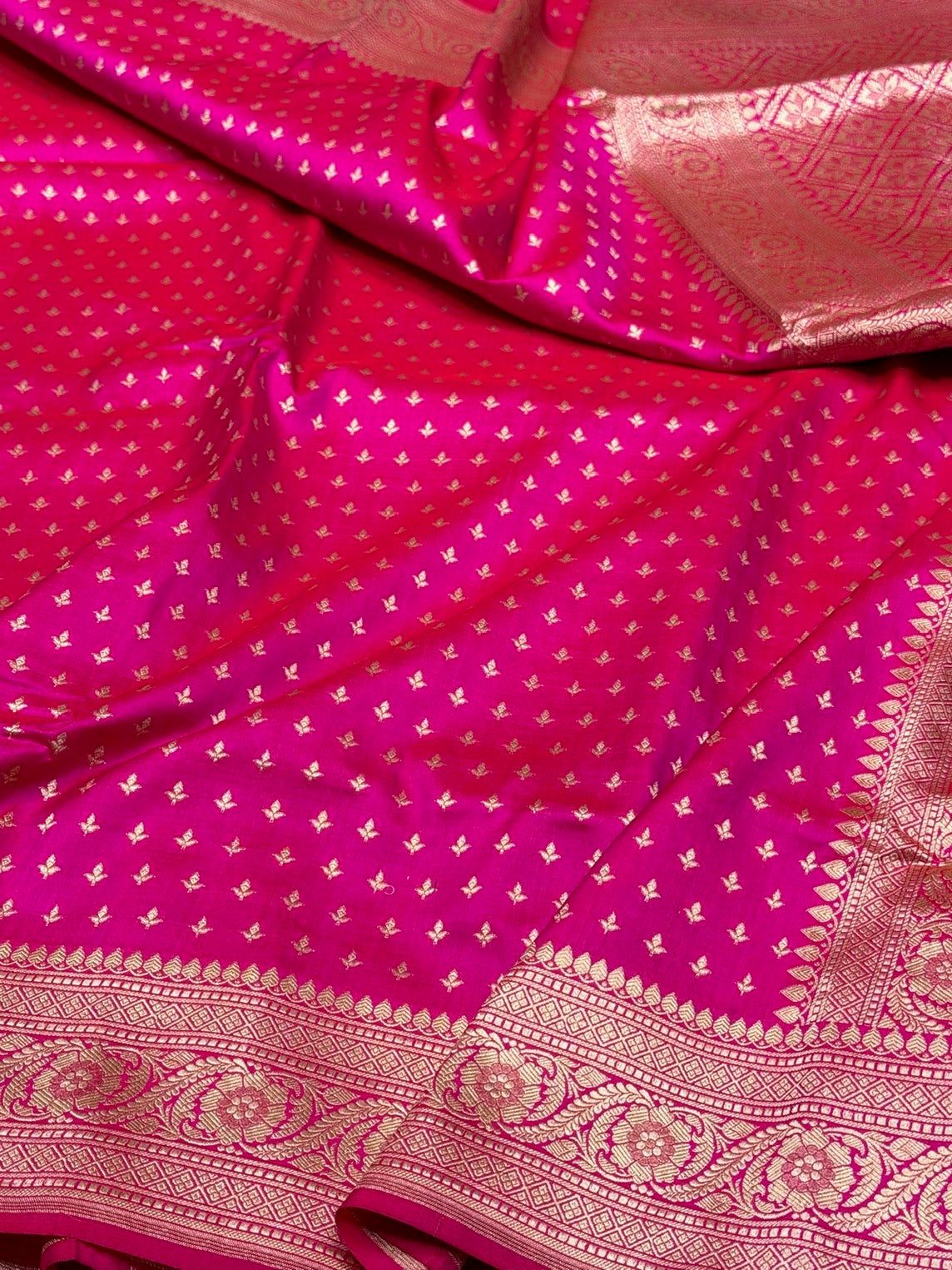 Rani Pink Banarasi Pure Katan Silk Saree