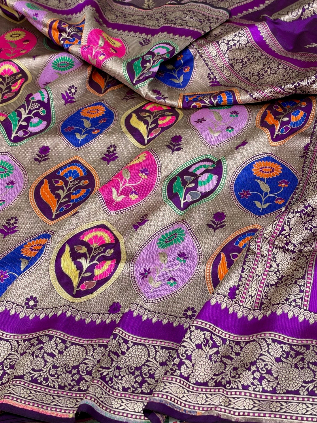 Purple Rangkaat Banarasi Pure Katan Silk Saree