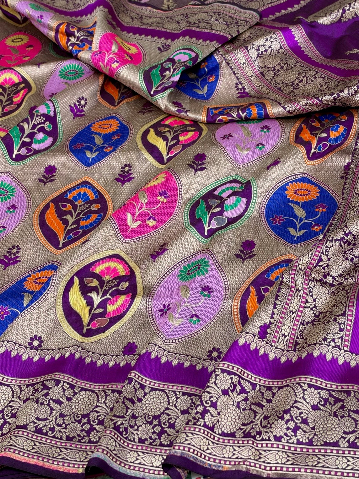 Purple Rangkaat Banarasi Pure Katan Silk Saree