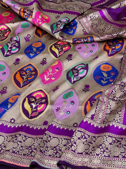 Purple Rangkaat Banarasi Pure Katan Silk Saree