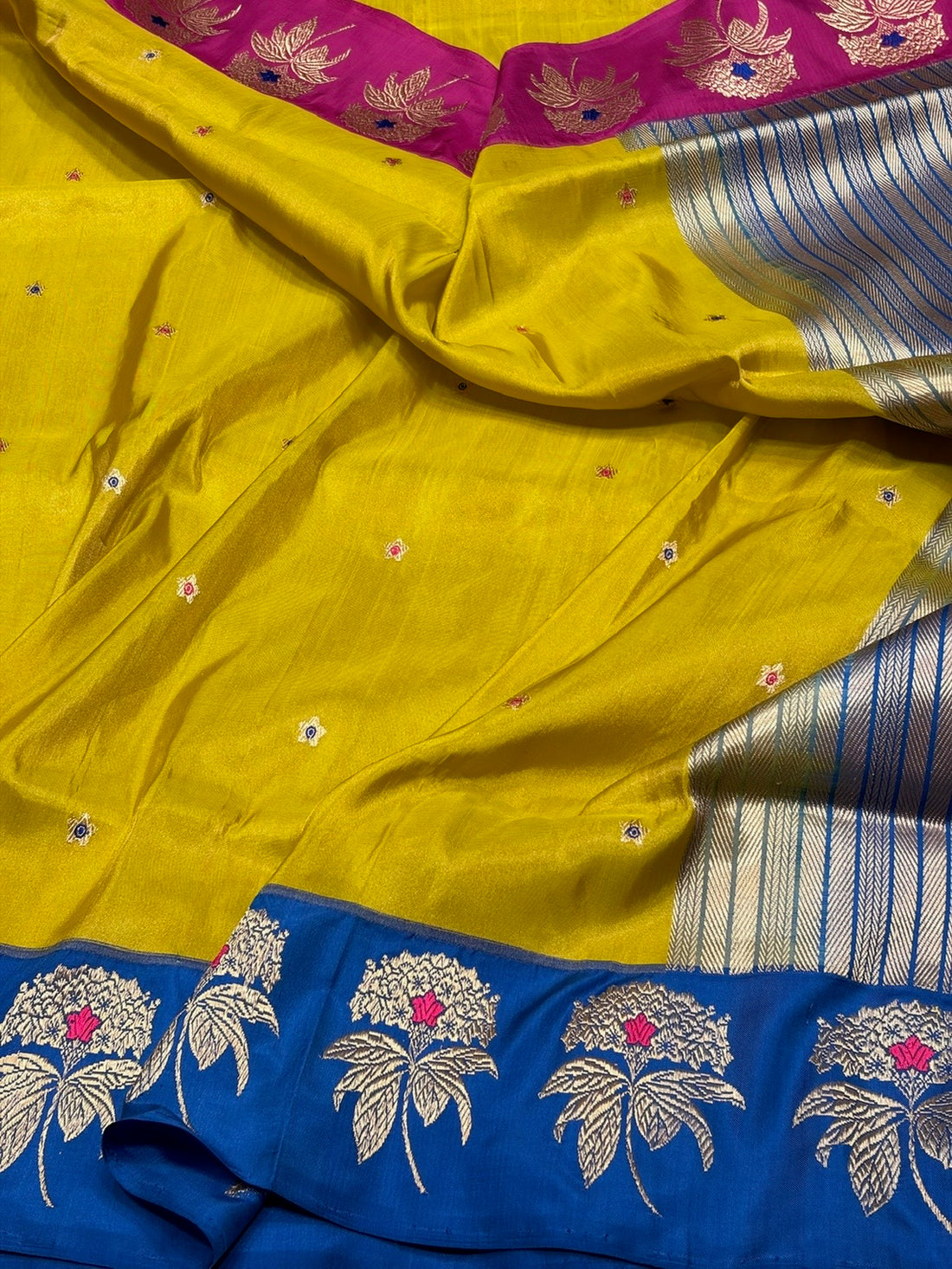 Mustard Yellow Handwoven Pure Banarasi Ektara Silk Saree