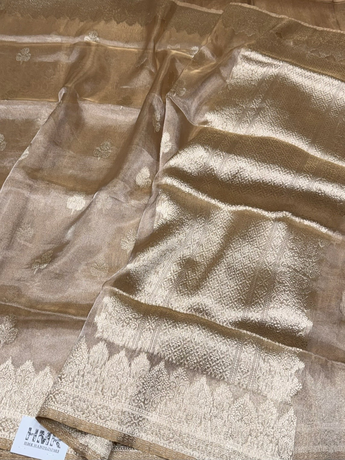Champagne Gold Handwoven Pure Banarasi Tissue Saree
