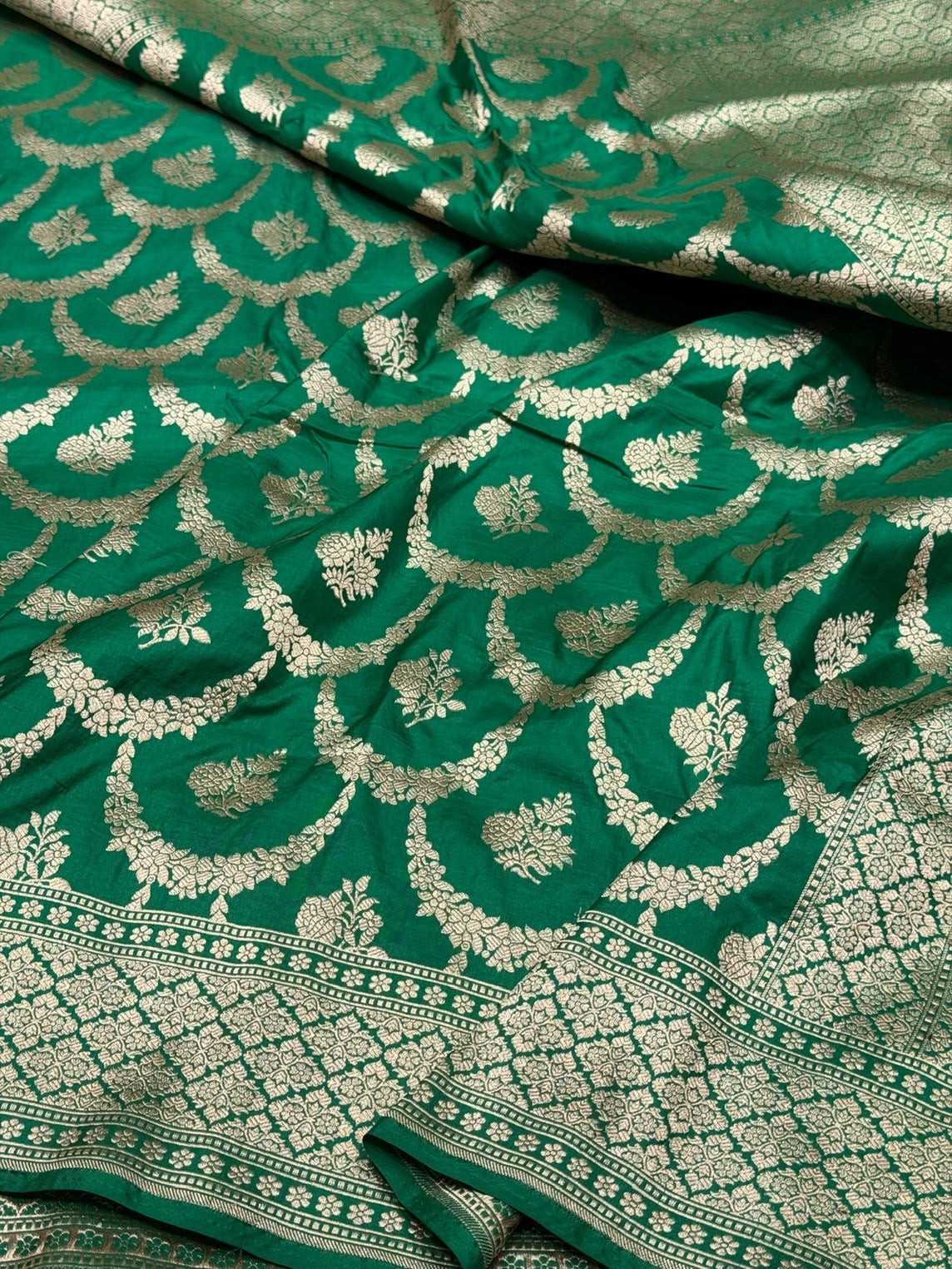 Green Banarasi Pure Katan Silk Saree