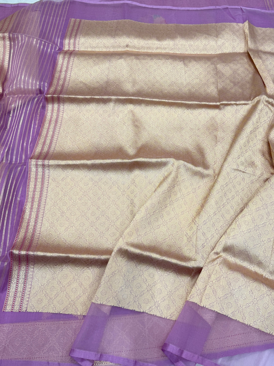 Lavender Handwoven Pure Organza Silk Saree