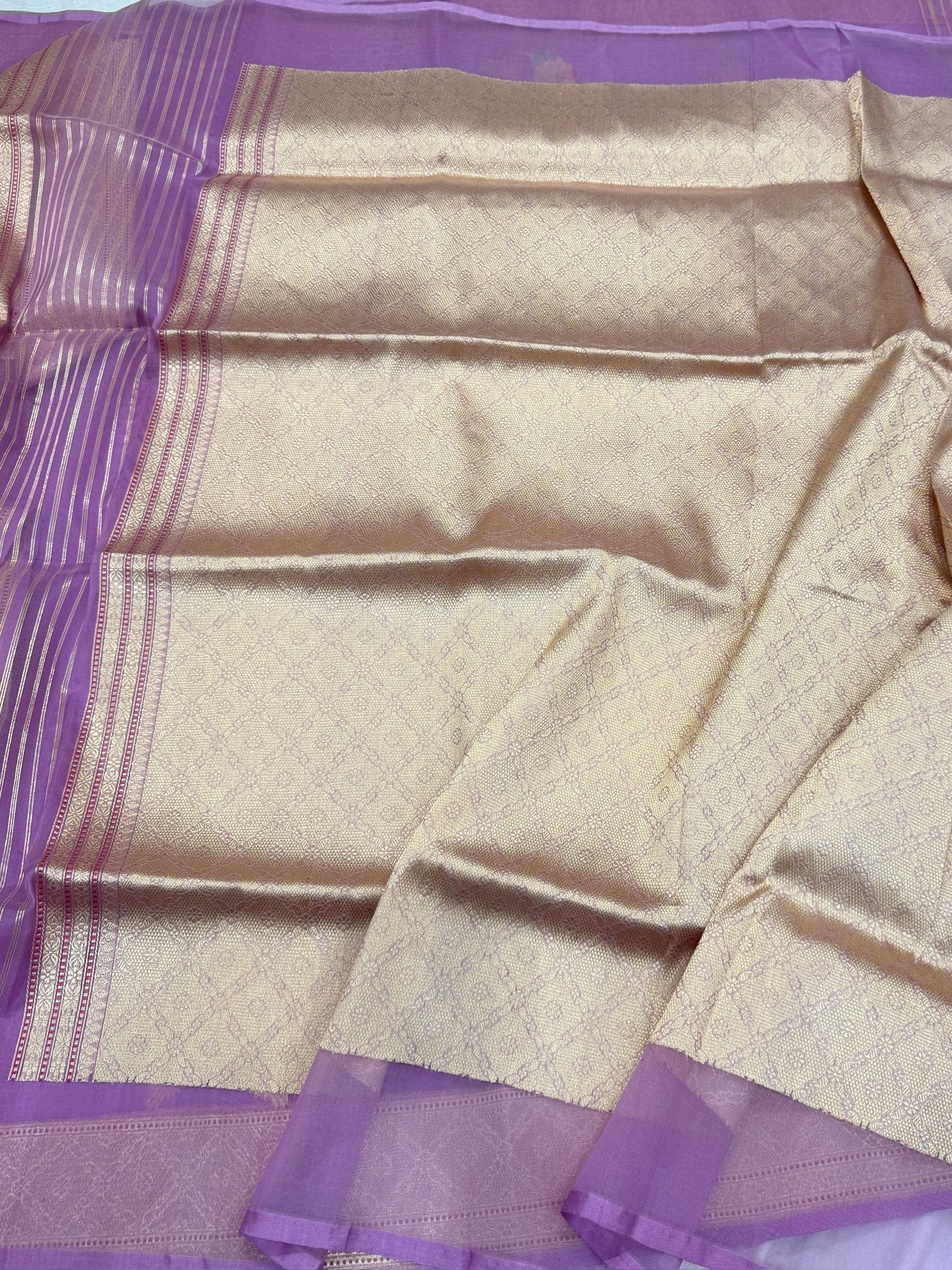 Lavender Handwoven Pure Organza Silk Saree