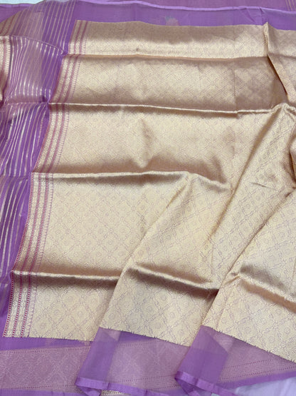 Lavender Handwoven Pure Organza Silk Saree