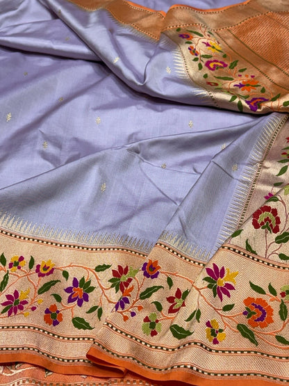 Lavender Handwoven Pure Banarasi Ektara Silk Saree