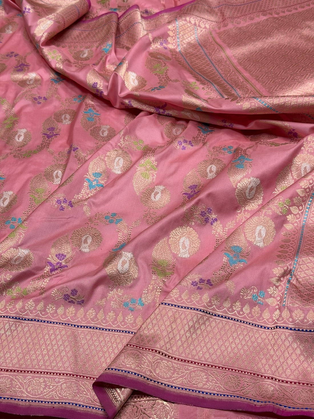 Peach Handwoven Pure Banarasi Silk Saree