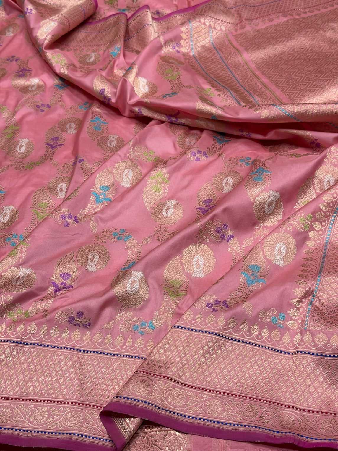 Peach Handwoven Pure Banarasi Silk Saree