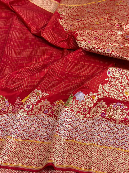 Red Handwoven Banarasi Pure Katan Silk  Saree