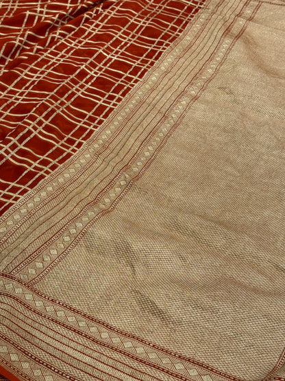 Rustic Orange Banarasi Chiffon Georgette Saree