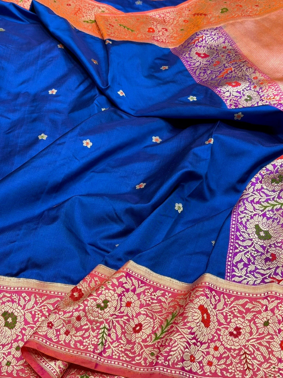 Royal Blue Handwoven Pure Banarasi Ektara Silk Saree