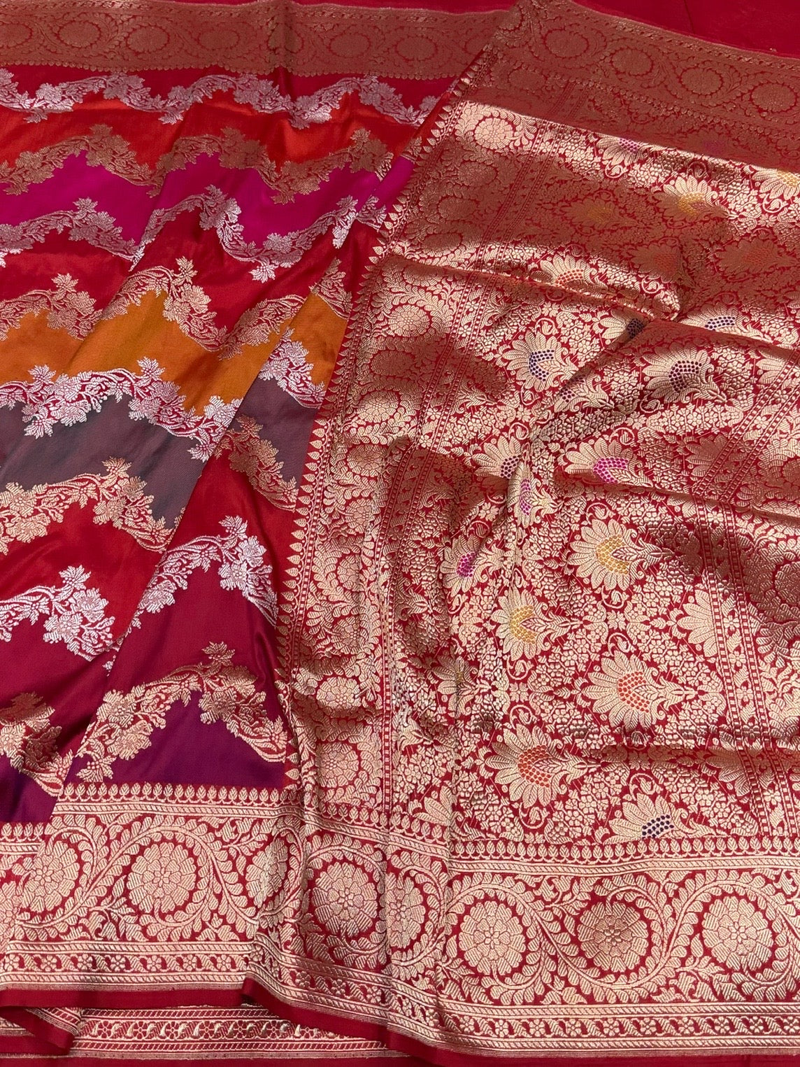 Red Handwoven Pure Banarasi Rangkaat Silk Saree – Luxury Limited Edition Kadwa-Style Handloom