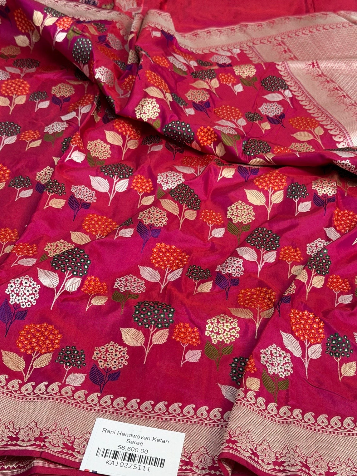 Rani Pink Handwoven Pure Banarasi Katan Silk Saree