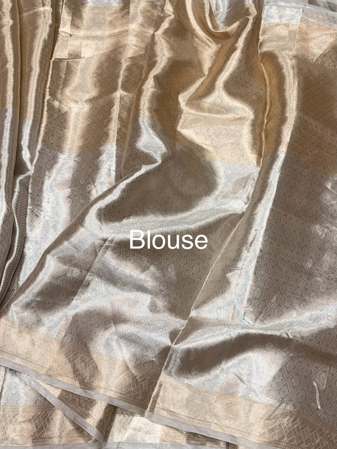 Silver &amp; Gold Banarasi Pure Tissue Silk Brocade Saree – Luxury Cutwork Handloom