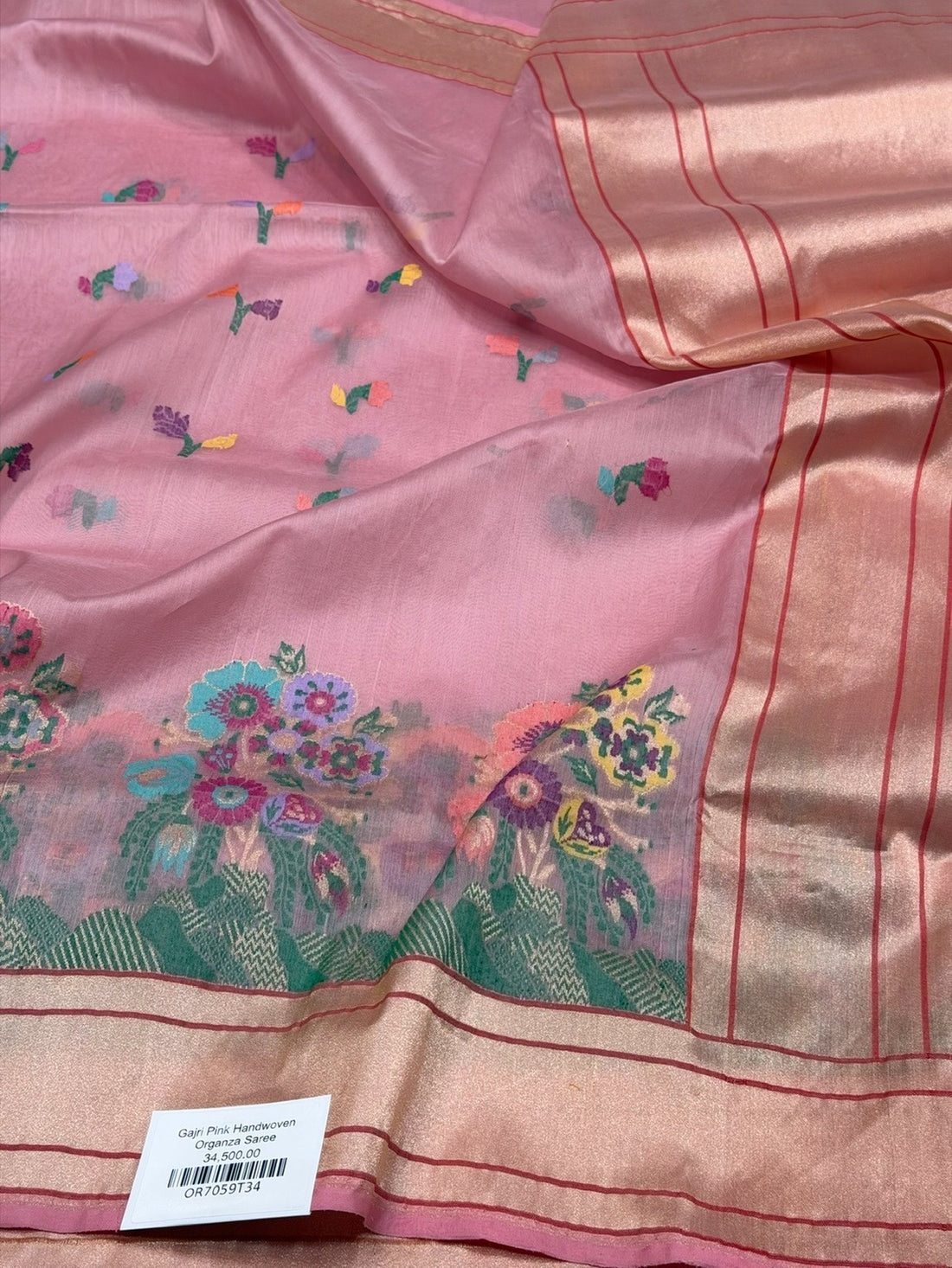 Gajiri Pink Handwoven Pure Banarasi Organza Silk Saree