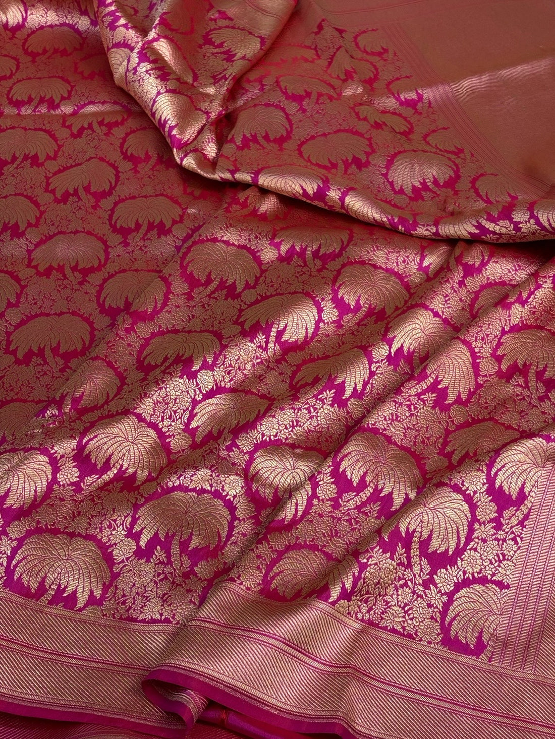 Rani Pink Banarasi Pure Silk Brocade Saree
