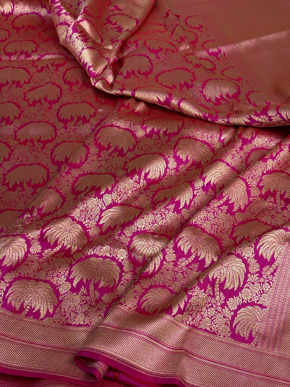 Rani Pink Banarasi Pure Silk Brocade Saree
