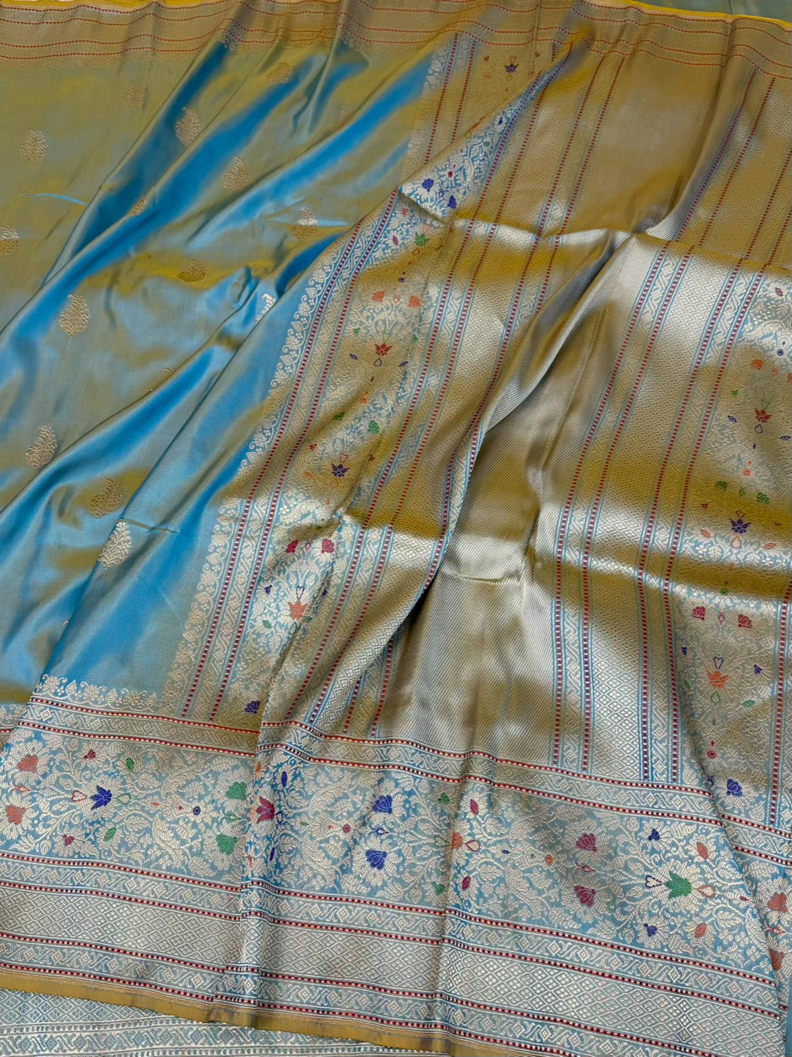 Sea Green Handwoven Pure Banarasi Ektara Silk Saree