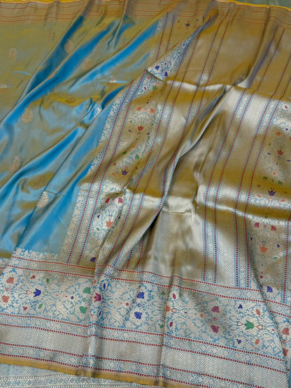 Sea Green Handwoven Pure Banarasi Ektara Silk Saree