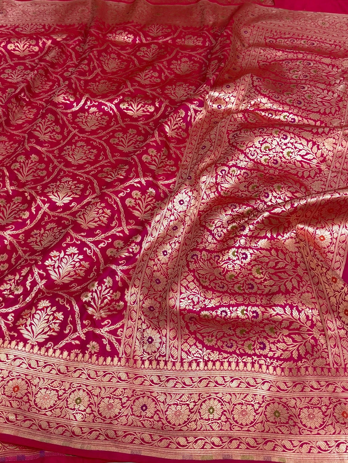 Rani Pink Banarasi Pure Katan Silk Saree