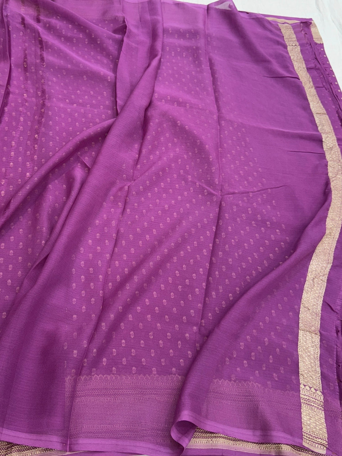Lavender Pure Banarasi Chiffon Georgette Saree