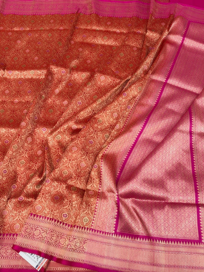 Red Handwoven Pure Banarasi Silk Brocade Saree