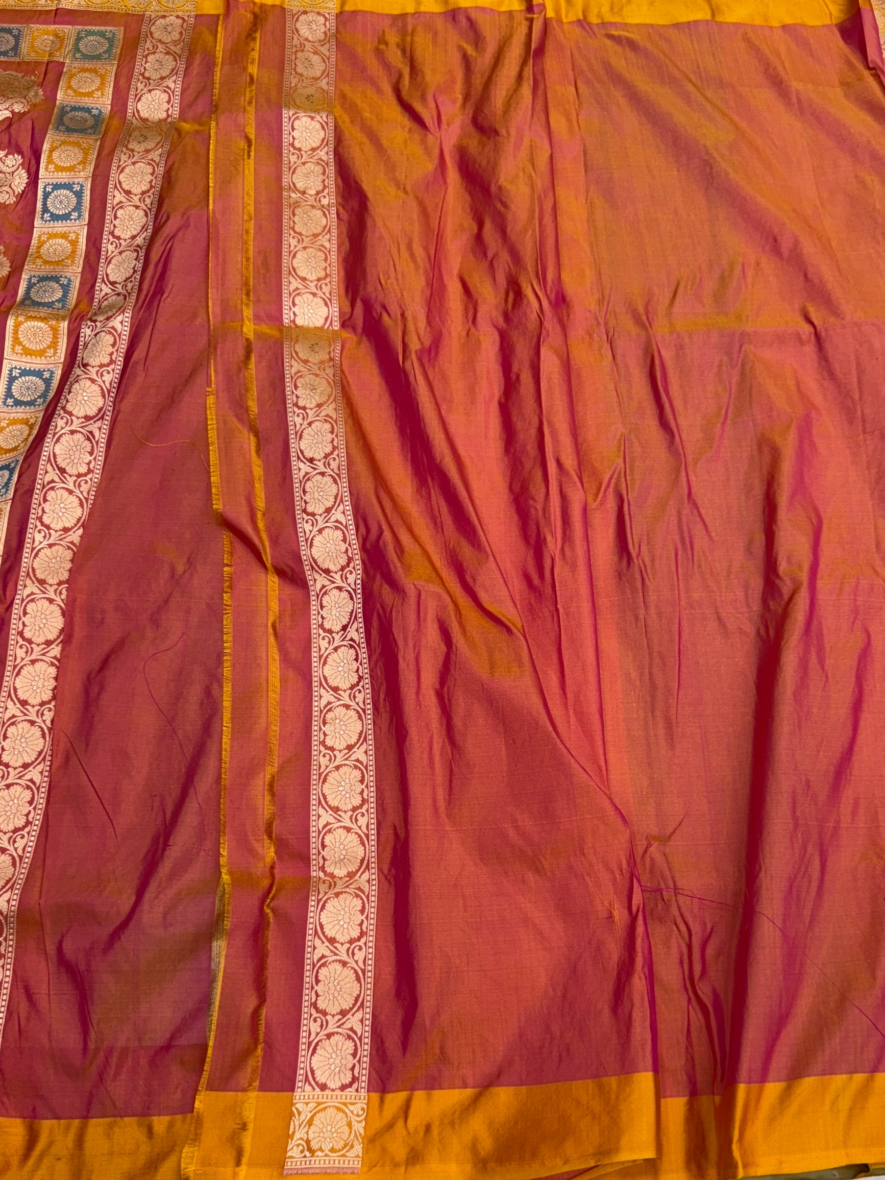 Multicolour Banarasi Pure Silk Saree – Cutwork Weave in 100% Pure Katan Silk