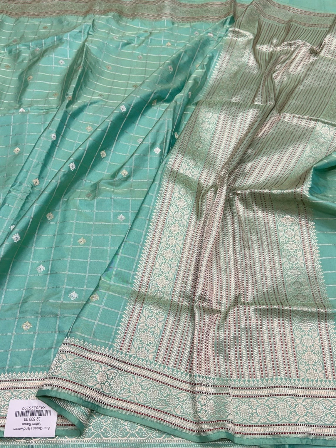 Sea Green Handwoven Pure Banarasi Silk Saree