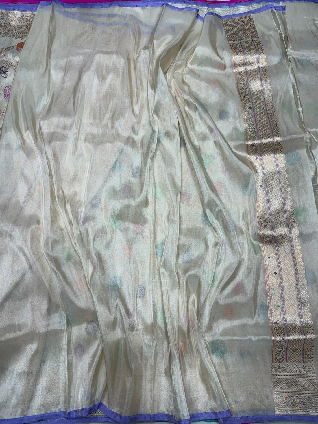 Ivory Handwoven Pure Banarasi Tissue Saree