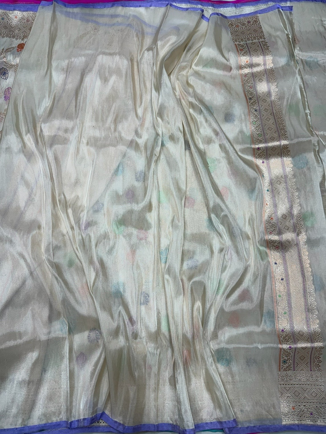 Ivory Handwoven Pure Banarasi Tissue Saree