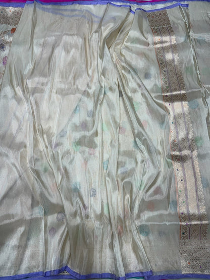 Ivory Handwoven Pure Banarasi Tissue Saree