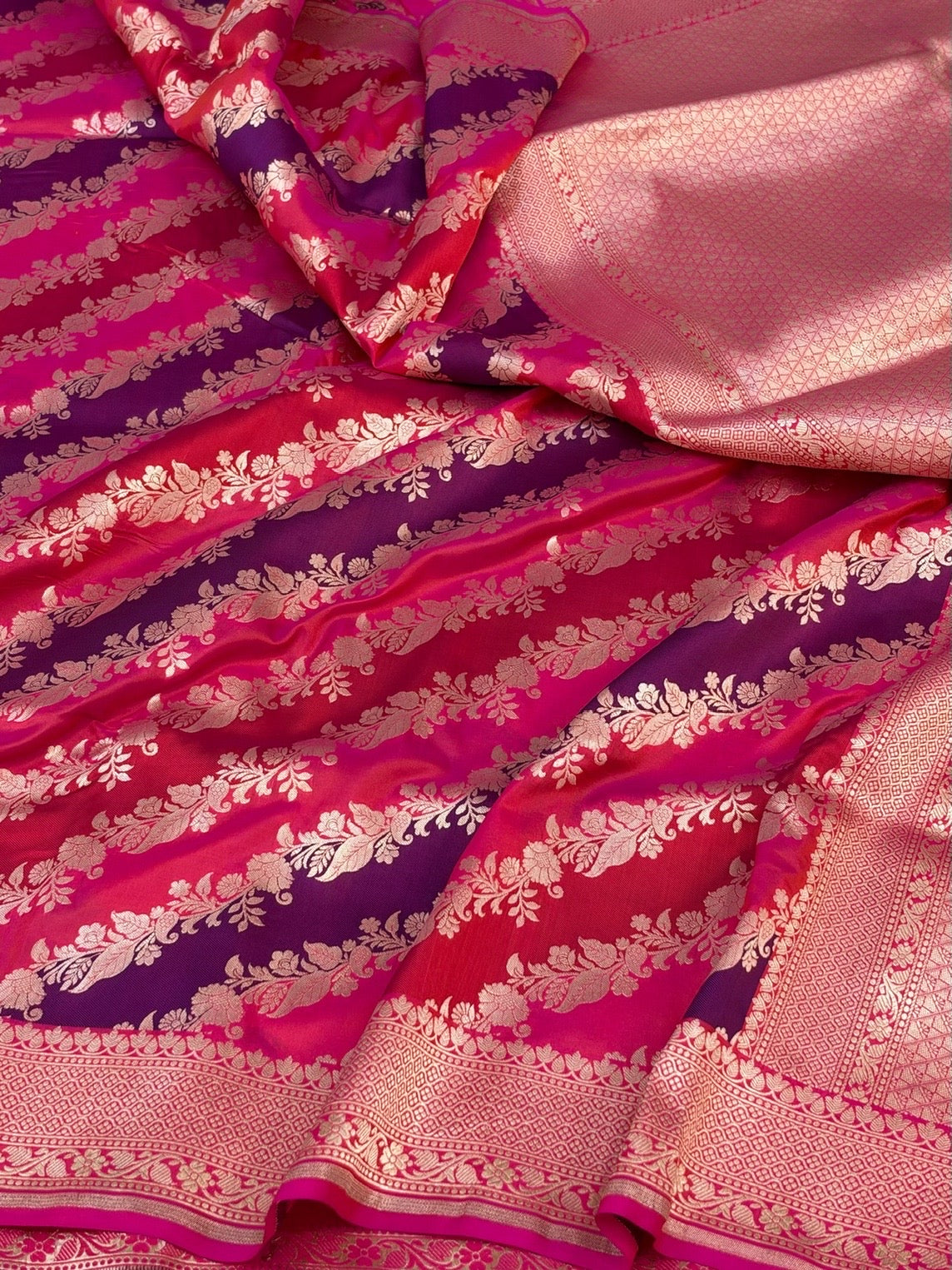 Rani Pink  Rangkaat Banarasi Pure Katan Silk Saree