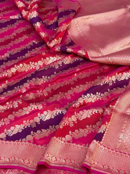 Rani Pink  Rangkaat Banarasi Pure Katan Silk Saree